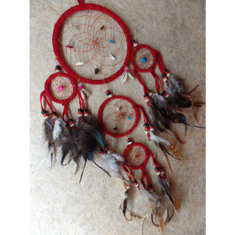 Dreamcatcher 5 cercles mahpe rouge