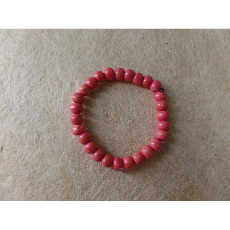 Bracelet élastique perles en bois rose