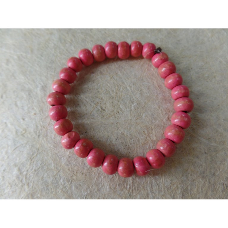 Bracelet élastique perles en bois rose