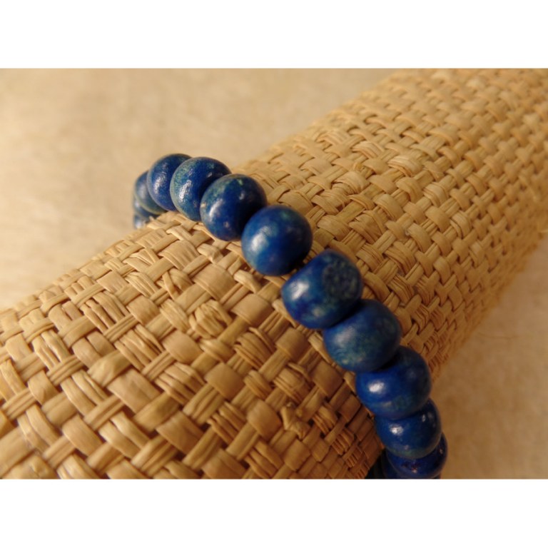 Bracelet élastique perles en bois bleues