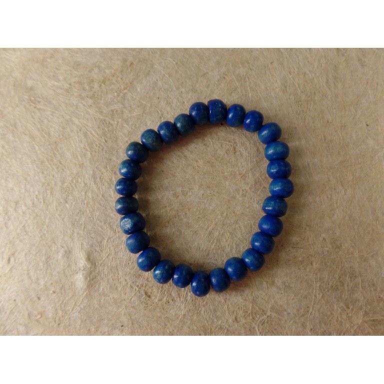 Bracelet élastique perles en bois bleues
