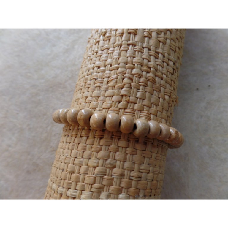 Bracelet élastique perles en bois blanc