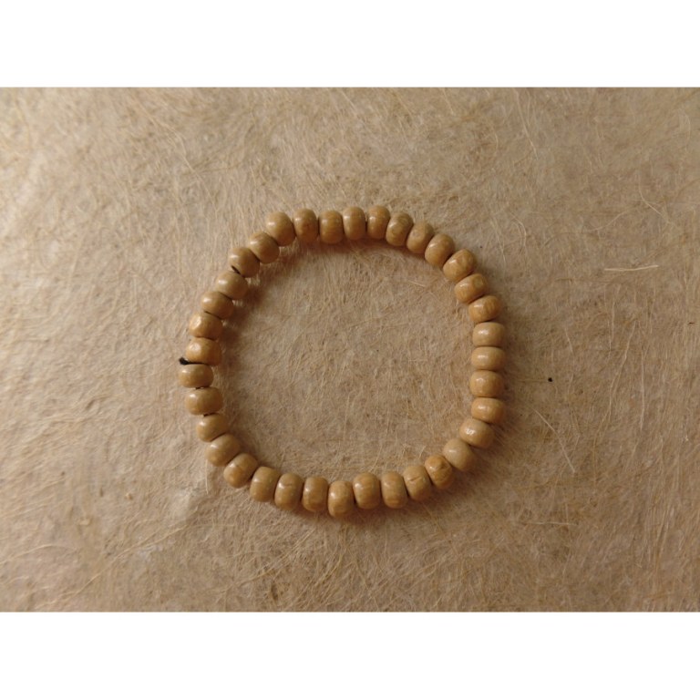 Bracelet élastique perles en bois blanc