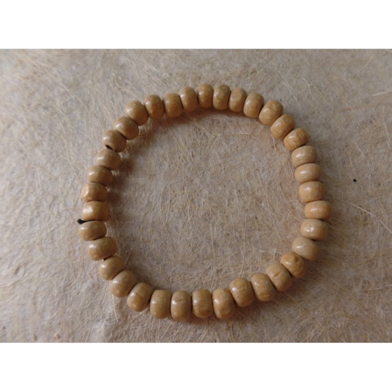 Bracelet élastique perles en bois blanc