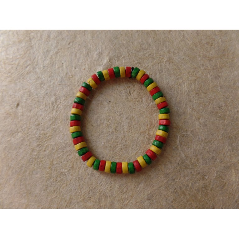 Bracelet élastique perles plates rasta