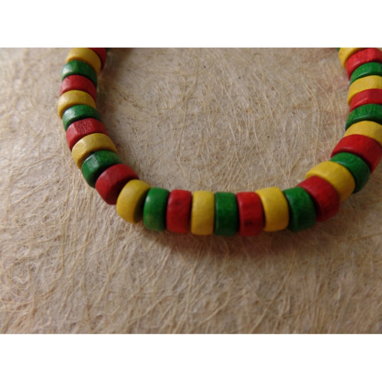 Bracelet élastique perles plates rasta