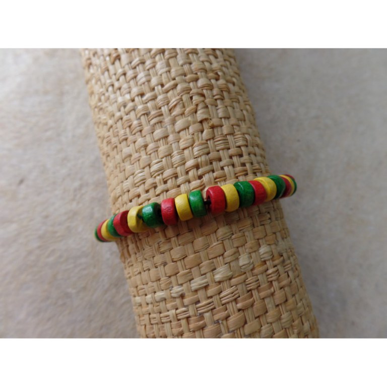 Bracelet élastique perles plates rasta