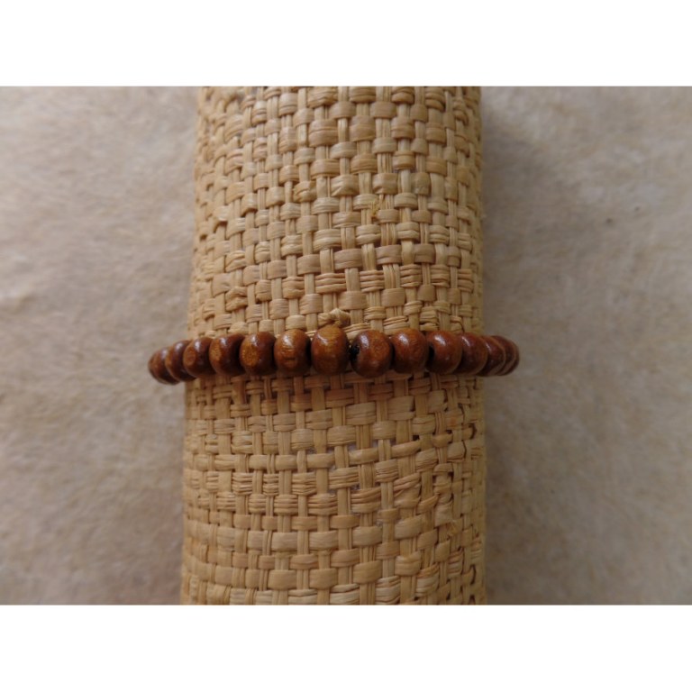 Bracelet élastique perles en bois marron