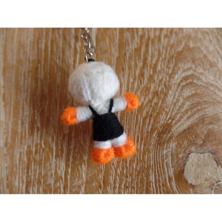Petit porte-clés poupée blanc/orange