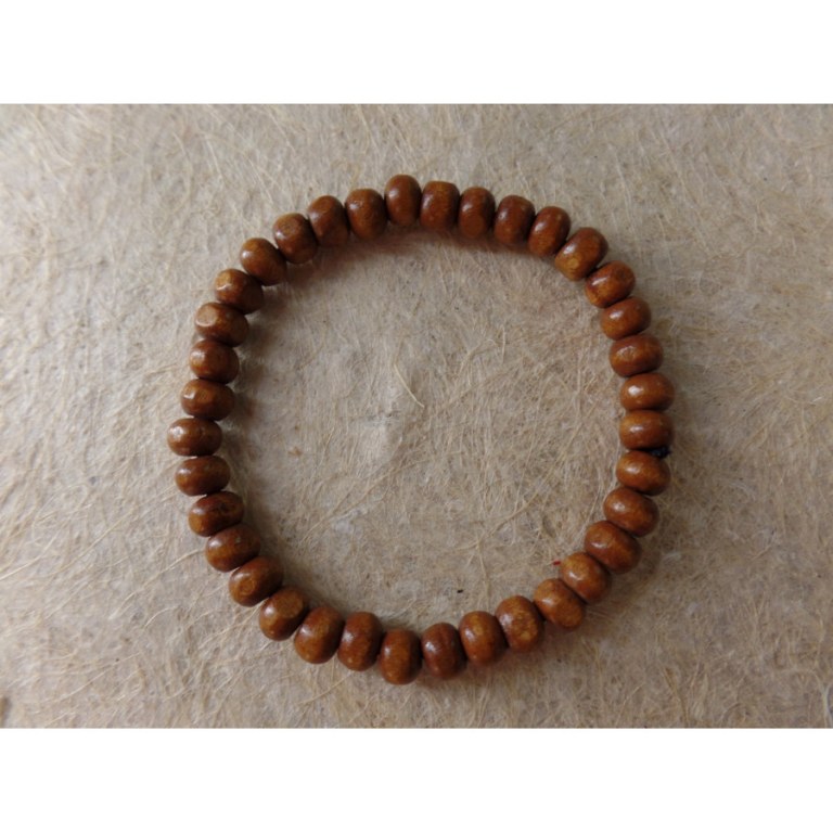 Bracelet élastique perles en bois marron