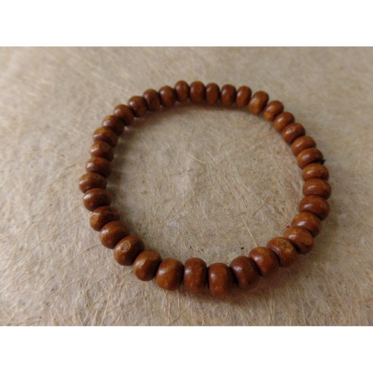 Bracelet élastique perles en bois marron