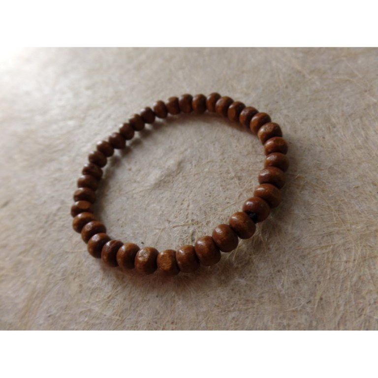 Bracelet élastique perles en bois marron