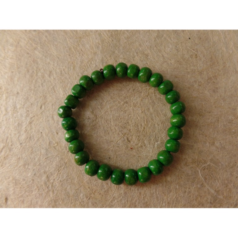 Bracelet élastique perles en bois vertes