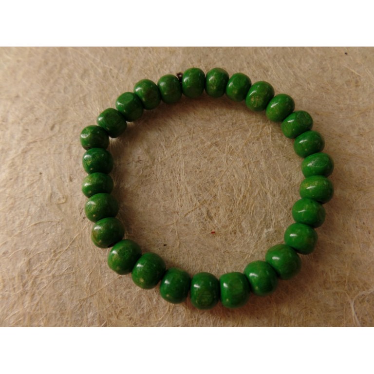 Bracelet élastique perles en bois vertes