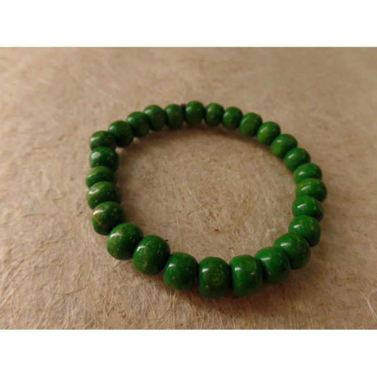 Bracelet élastique perles en bois vertes