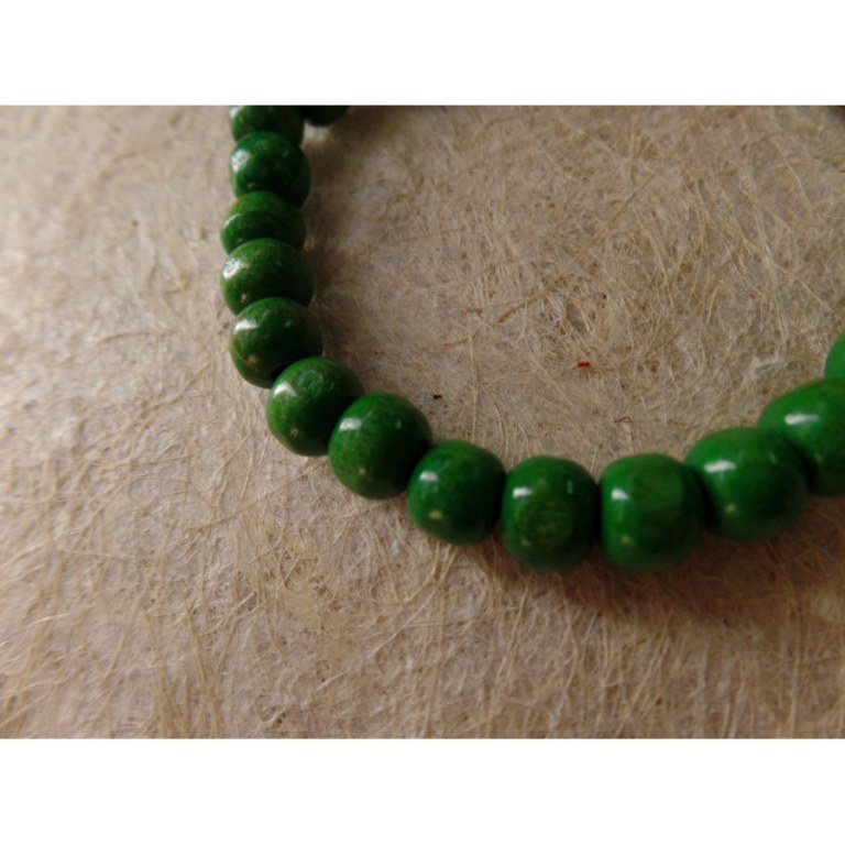 Bracelet élastique perles en bois vertes