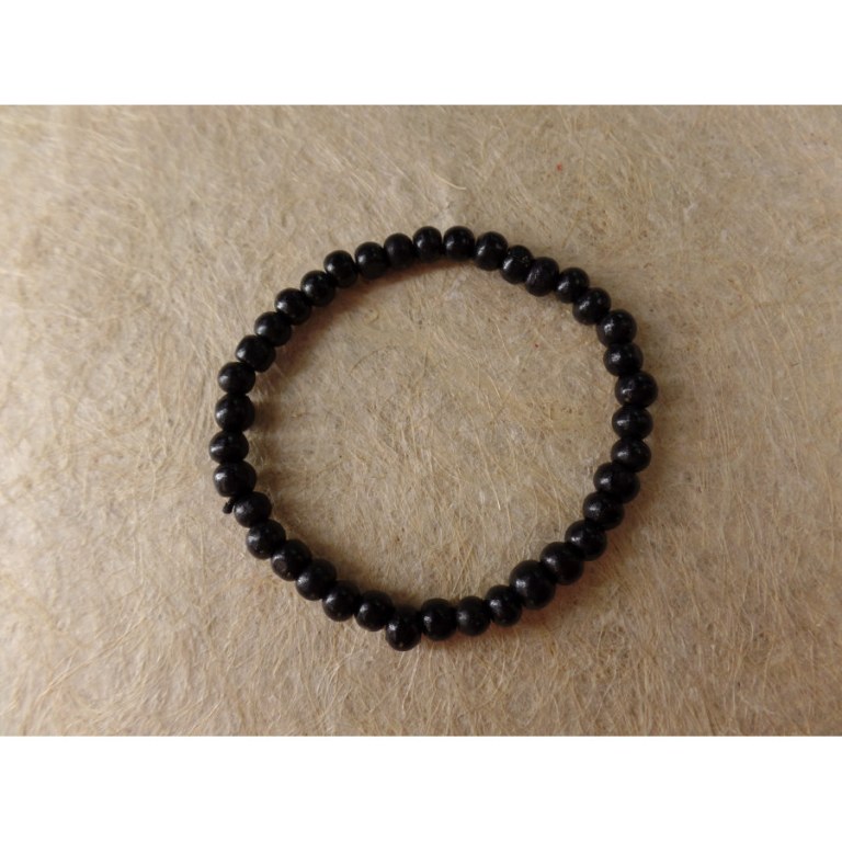 Bracelet élastique perles en bois noir