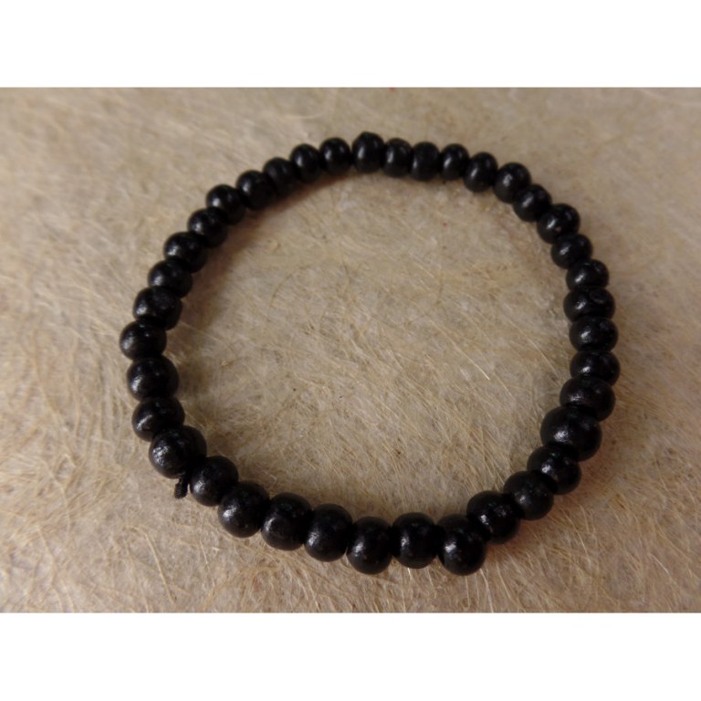 Bracelet élastique perles en bois noir