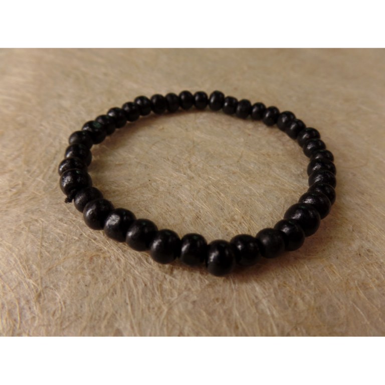 Bracelet élastique perles en bois noir