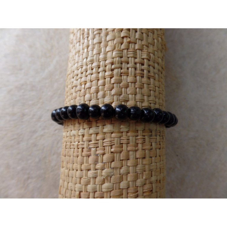 Bracelet élastique perles en bois noir