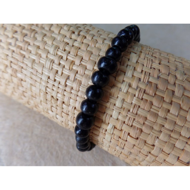 Bracelet élastique perles en bois noir
