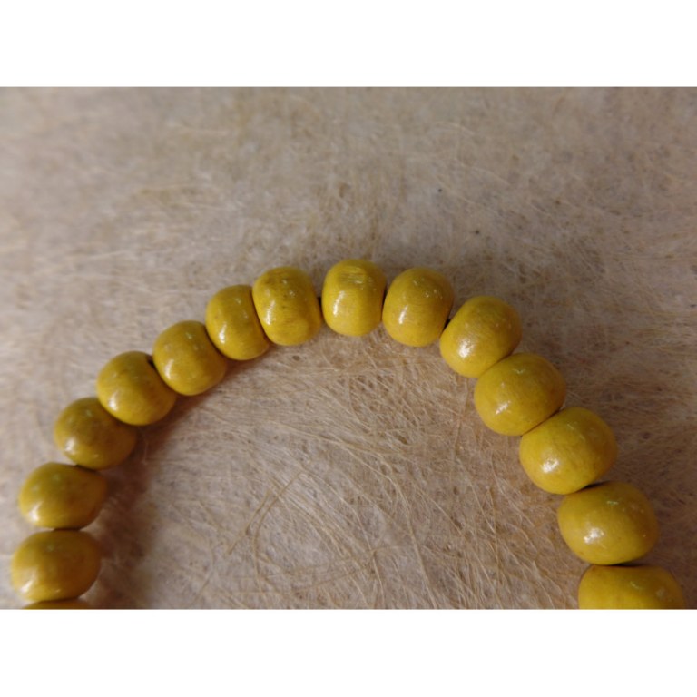 Bracelet élastique perles en bois jaunes