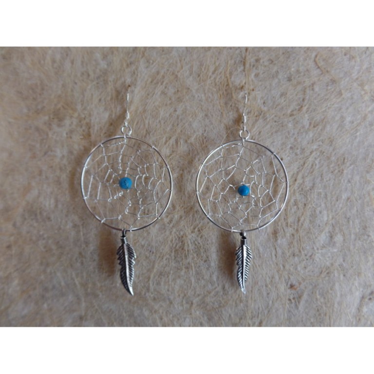 Boucles d'oreilles dreamcatcher perle bleue