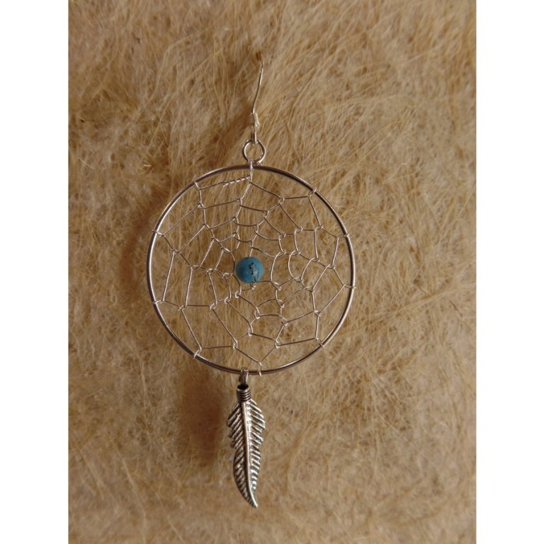 Boucles d'oreilles dreamcatcher perle bleue