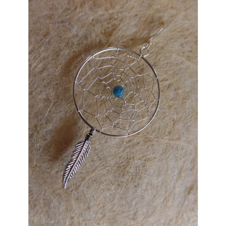 Boucles d'oreilles dreamcatcher perle bleue