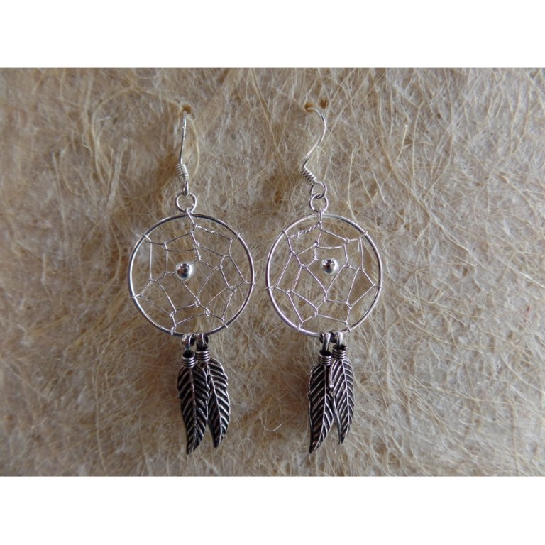 Petites boucles d'oreilles dreamcatcher perle grise