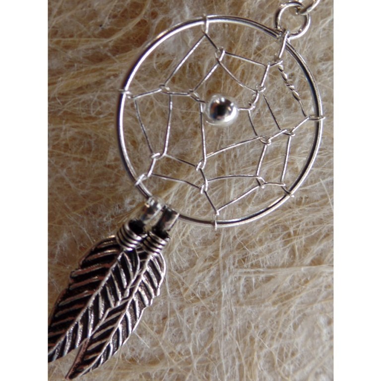 Petites boucles d'oreilles dreamcatcher perle grise