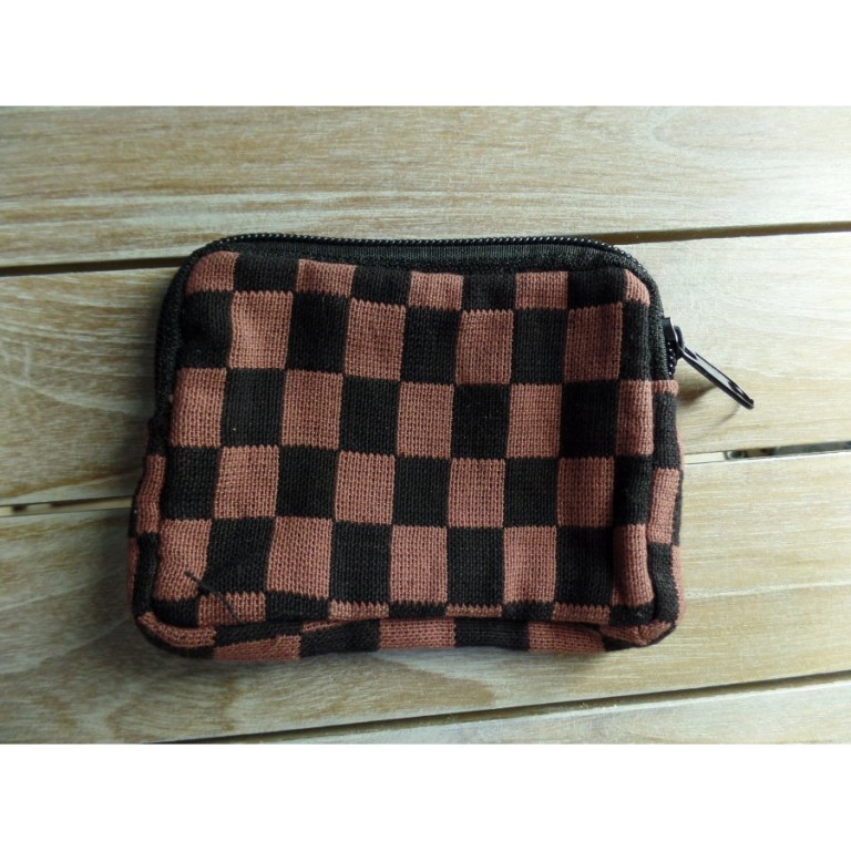 Porte monnaie damier vieux rose/noir