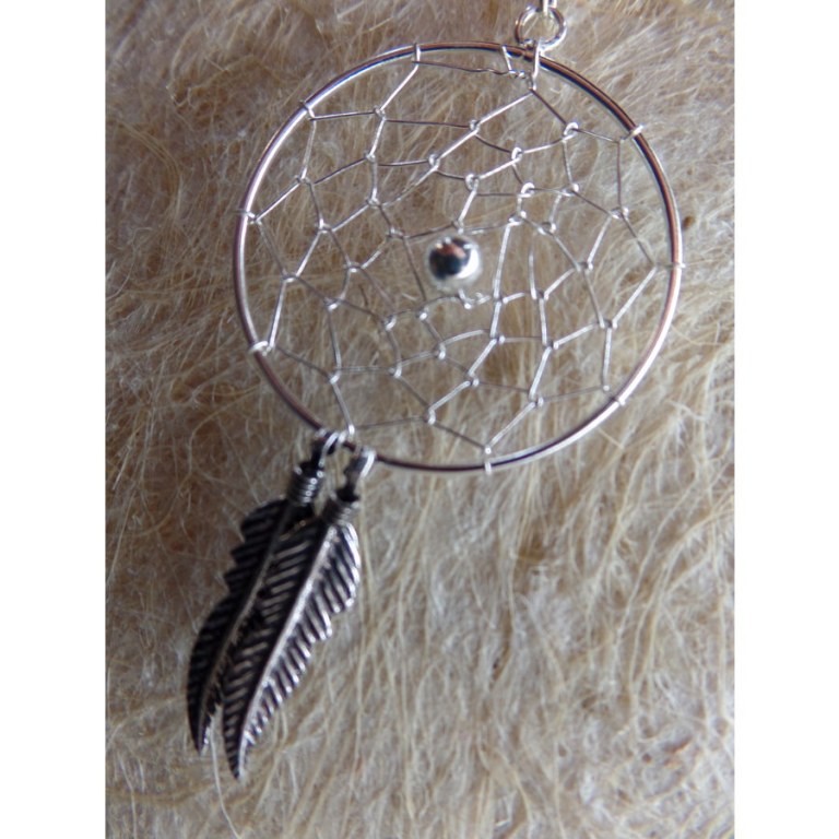 Boucles d'oreilles dreamcatcher perle grise