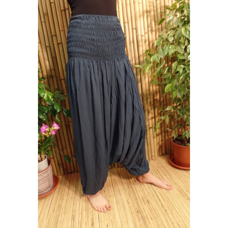 Sarouel bleu pétrole smocks