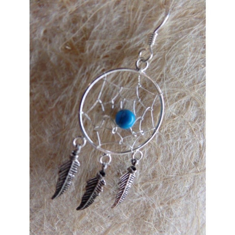 Boucles d'oreilles dreamcatcher perle bleue