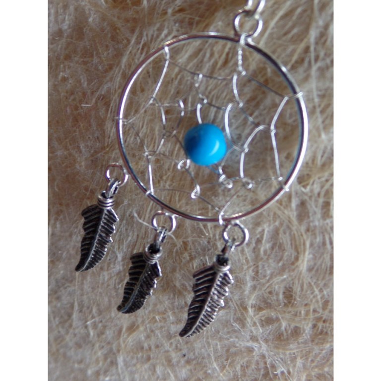 Boucles d'oreilles dreamcatcher perle bleue