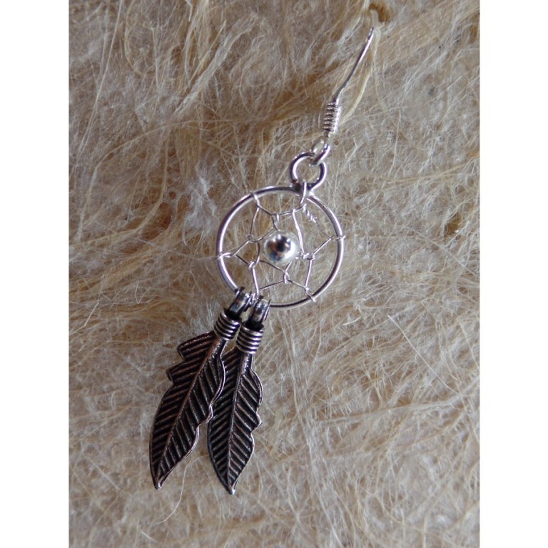 Petites boucles d'oreilles dreamcatcher perle grise