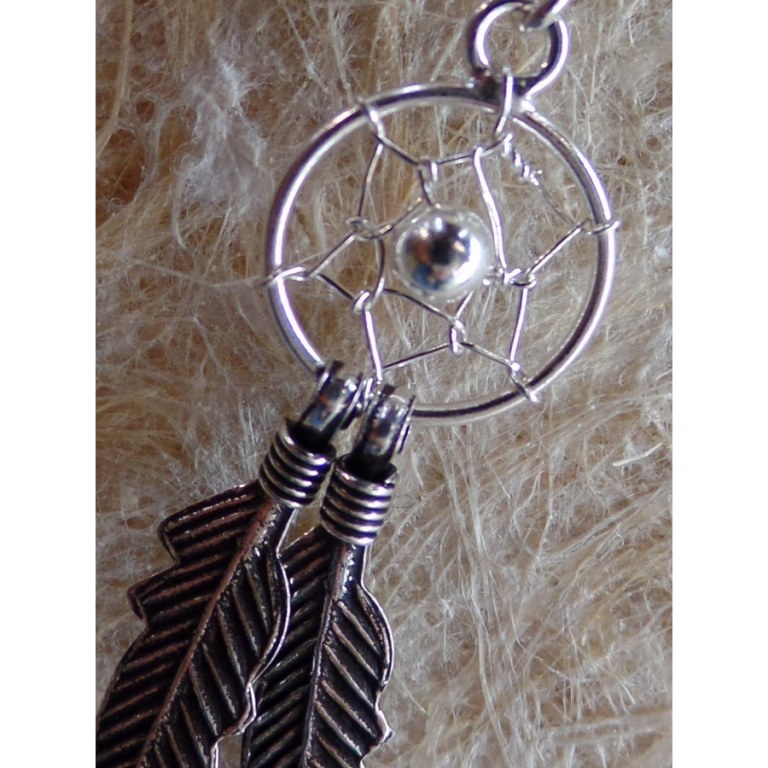 Petites boucles d'oreilles dreamcatcher perle grise