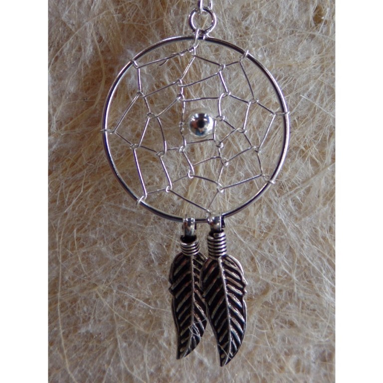 Boucles d'oreilles dreamcatcher perle grise