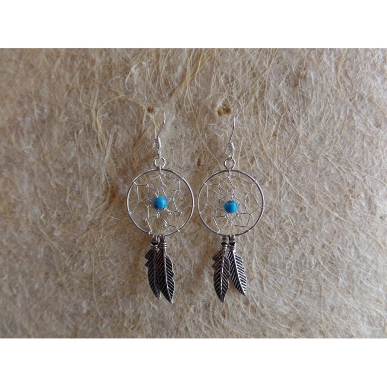 Boucles d'oreilles dreamcatcher perle bleue