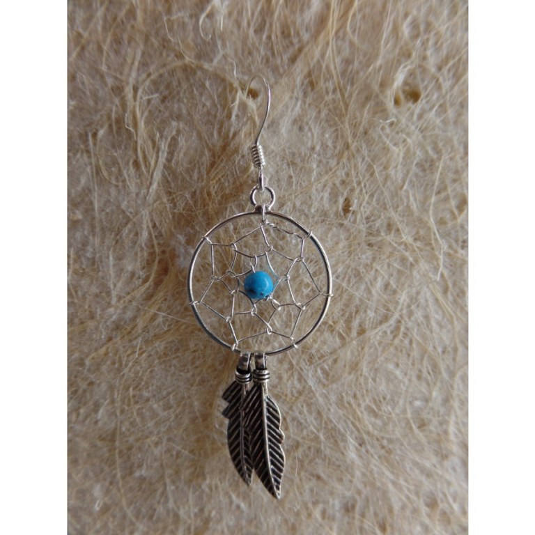 Boucles d'oreilles dreamcatcher perle bleue