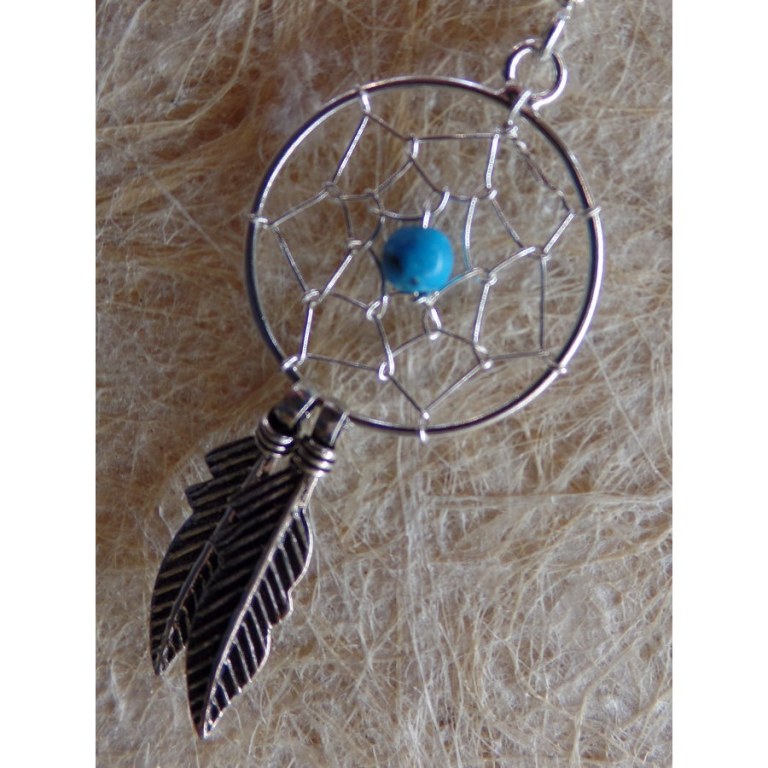 Boucles d'oreilles dreamcatcher perle bleue