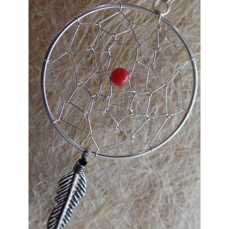 Boucles d'oreilles dreamcatcher perle rouge