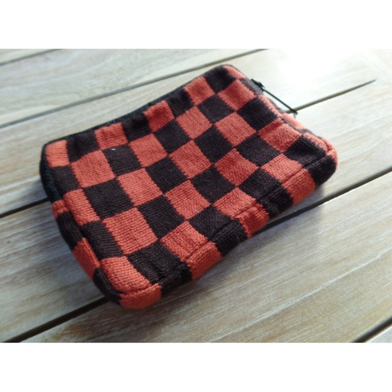 Porte monnaie damier rouge/noir