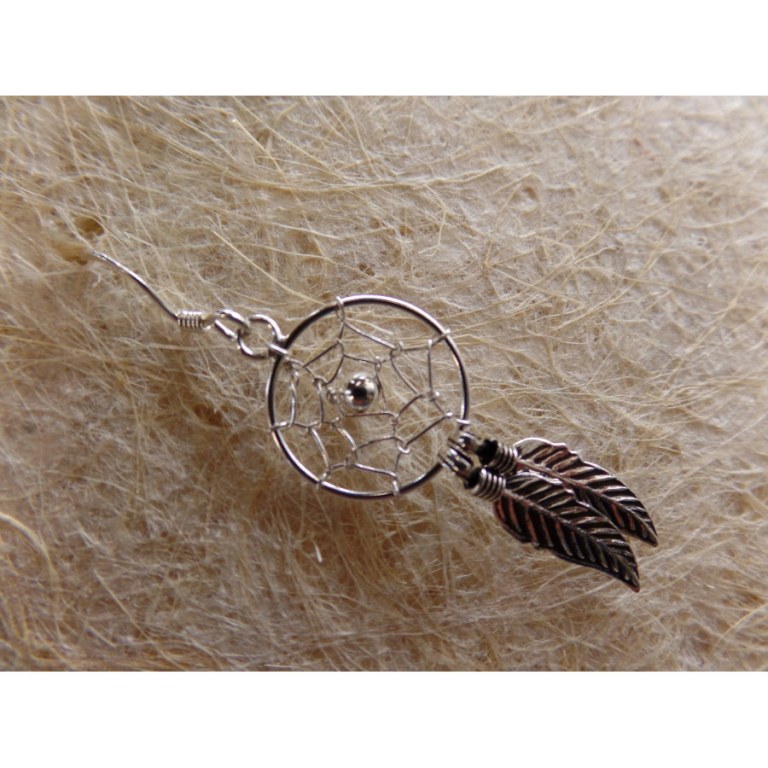 Boucles d'oreilles dreamcatcher perle grise