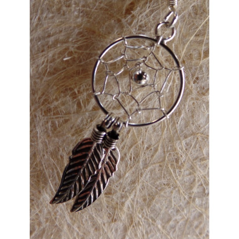 Boucles d'oreilles dreamcatcher perle grise