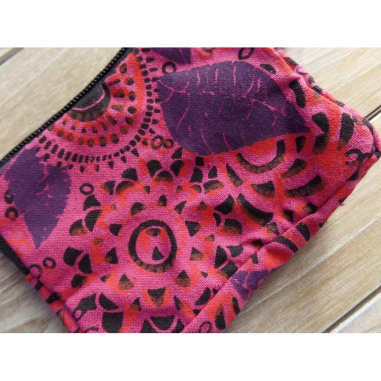 Porte monnaie rose fleurs