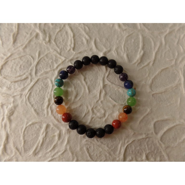 Bracelet mala 7 chakras et pierres de lave