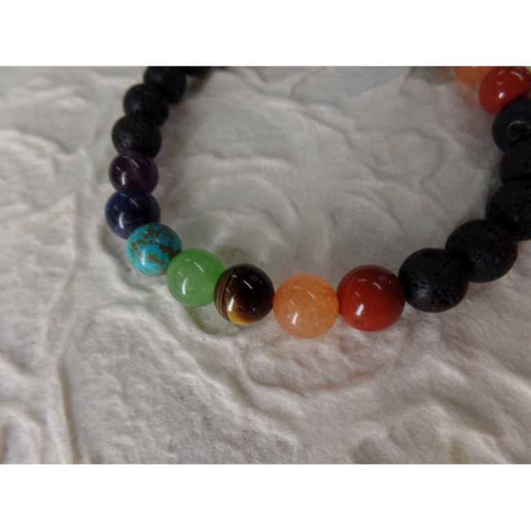 Bracelet mala 7 chakras et pierres de lave