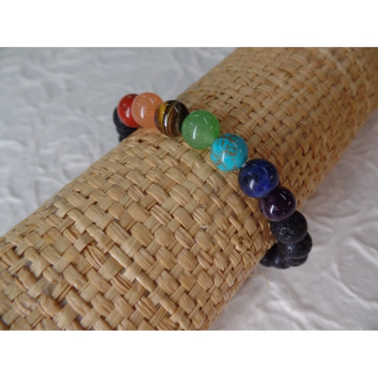 Bracelet mala 7 chakras et pierres de lave